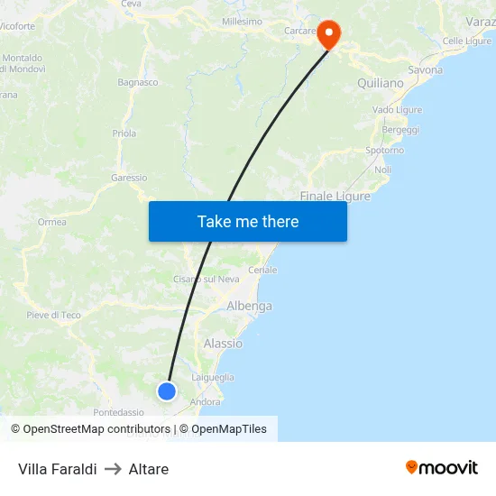 Villa Faraldi to Altare map