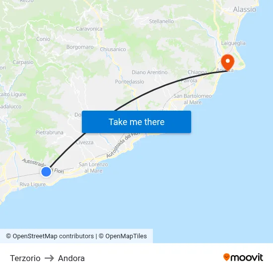 Terzorio to Andora map