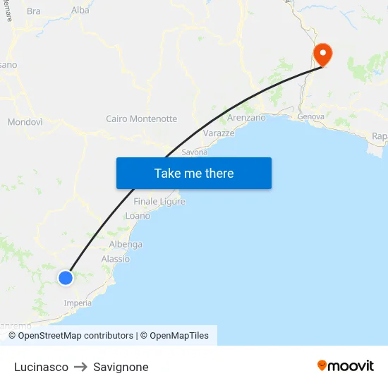 Lucinasco to Savignone map