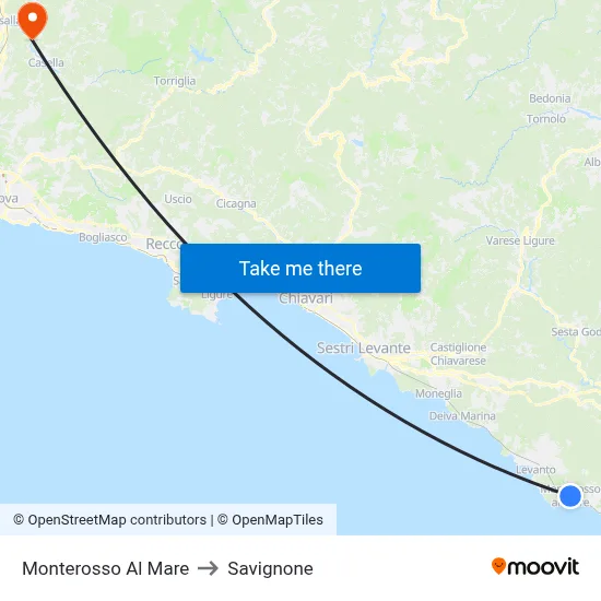 Monterosso Al Mare to Savignone map
