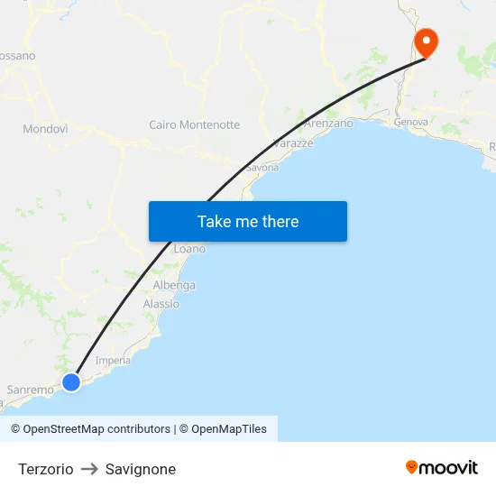 Terzorio to Savignone map