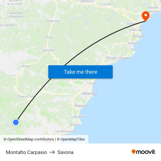 Montalto Carpasio to Savona map