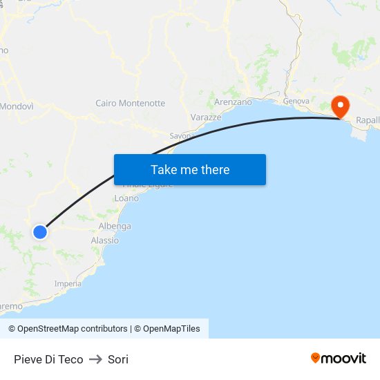 Pieve Di Teco to Sori map