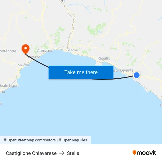 Castiglione Chiavarese to Stella map