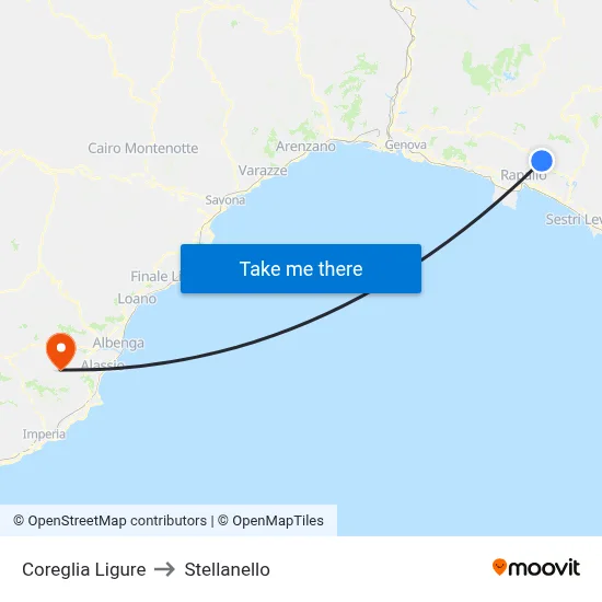 Coreglia Ligure to Stellanello map