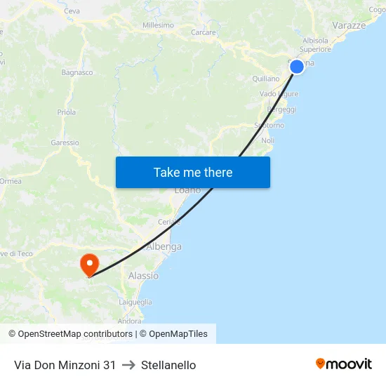 Via Don Minzoni 31 to Stellanello map
