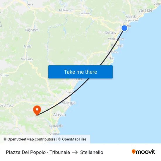 Piazza Del Popolo - Tribunale to Stellanello map
