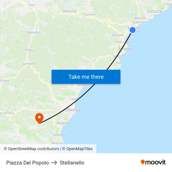 Piazza Del Popolo to Stellanello map