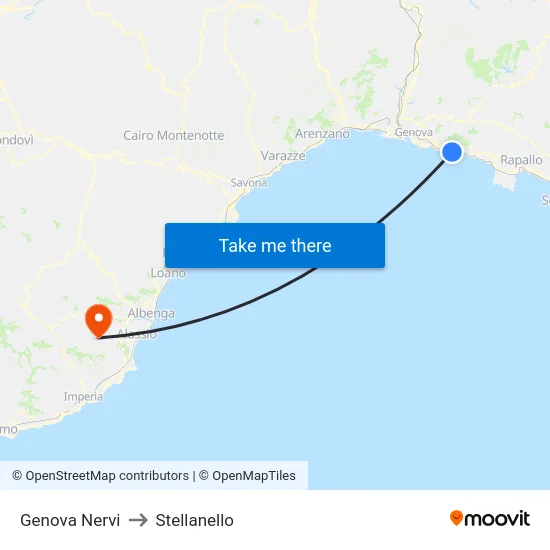 Genova Nervi to Stellanello map