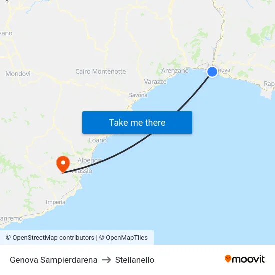 Genova Sampierdarena to Stellanello map