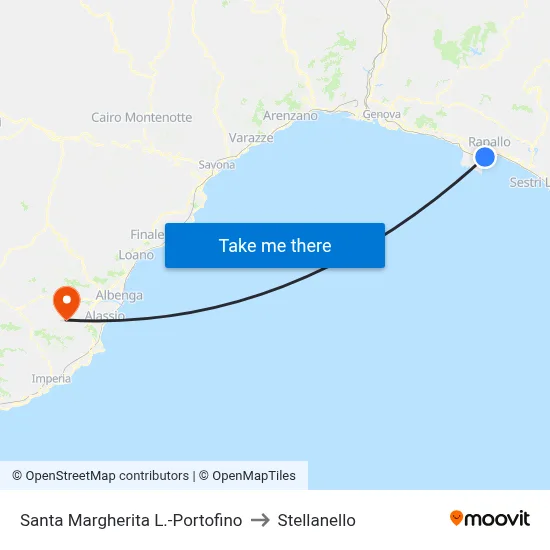 Santa Margherita L.-Portofino to Stellanello map