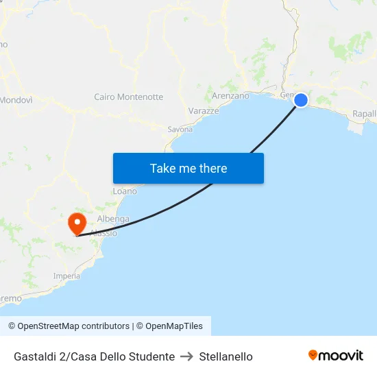 Gastaldi 2/Casa Dello Studente to Stellanello map