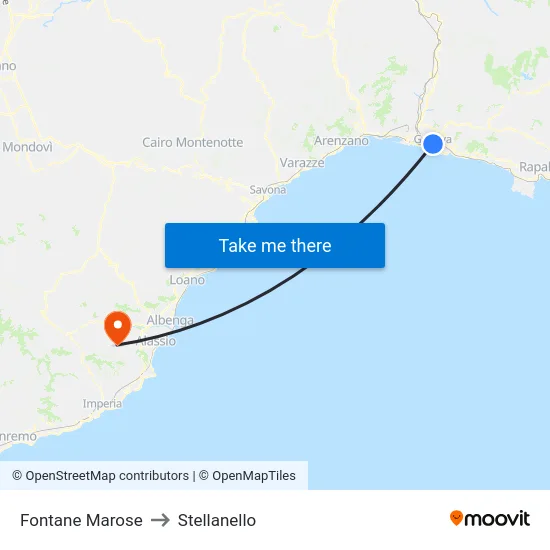 Fontane Marose to Stellanello map