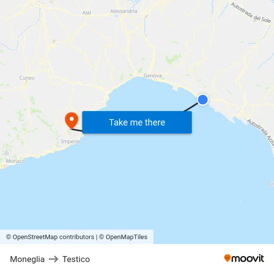 Moneglia to Testico map