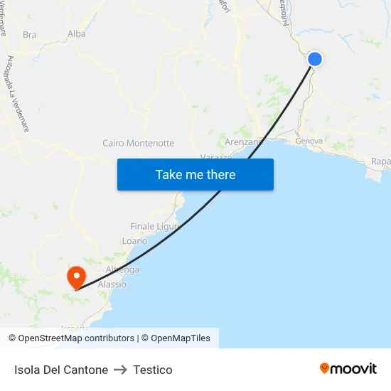 Isola Del Cantone to Testico map