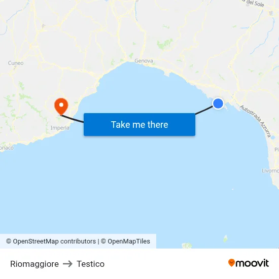 Riomaggiore to Testico map