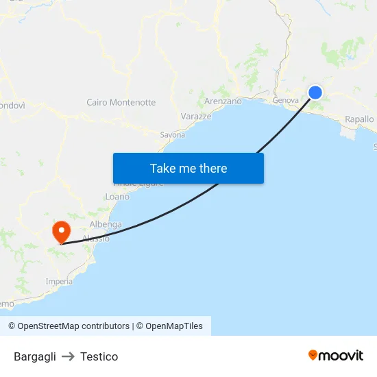 Bargagli to Testico map