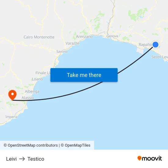 Leivi to Testico map