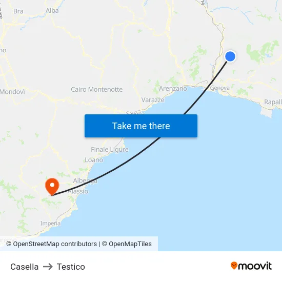 Casella to Testico map