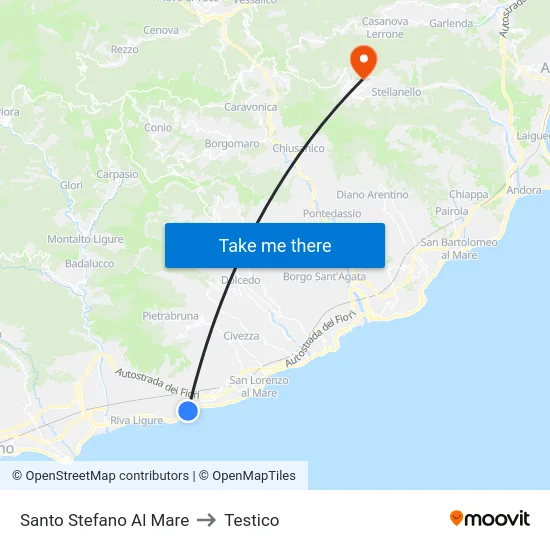 Santo Stefano Al Mare to Testico map