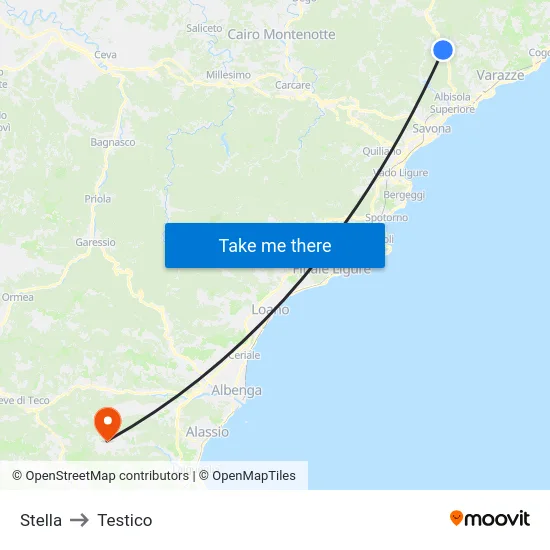 Stella to Testico map