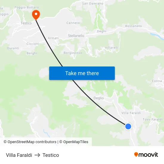 Villa Faraldi to Testico map
