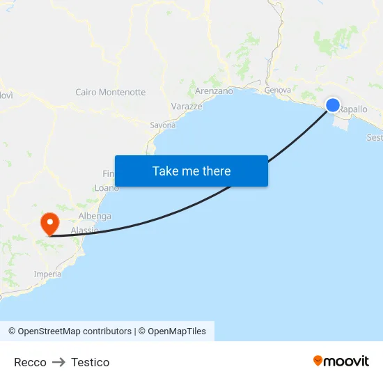 Recco to Testico map