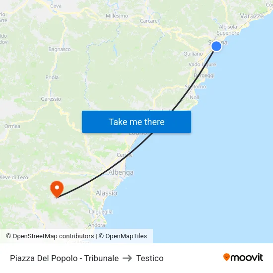 Piazza Del Popolo - Tribunale to Testico map