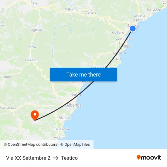 Via XX Settembre 2 to Testico map