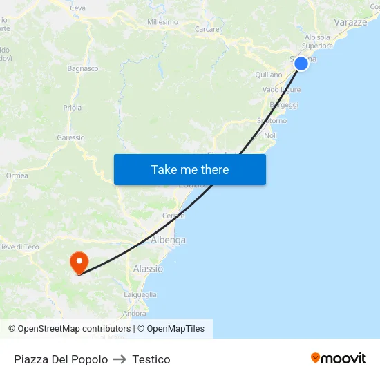 Piazza Del Popolo to Testico map