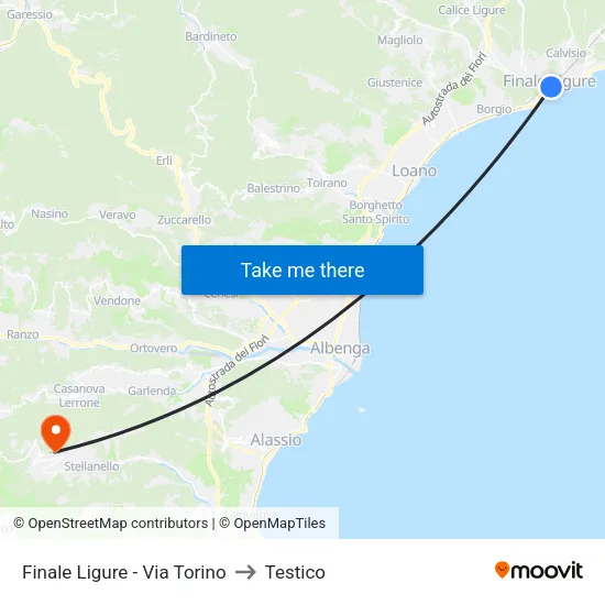 Finale Ligure - Via Torino to Testico map