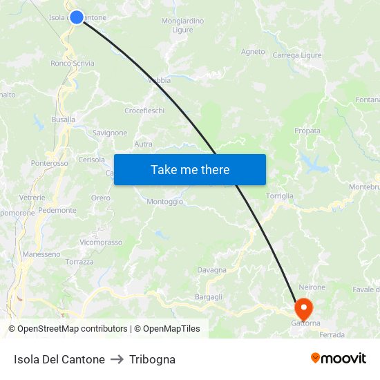 Isola Del Cantone to Tribogna map