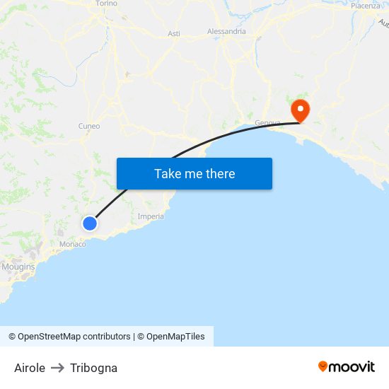 Airole to Tribogna map