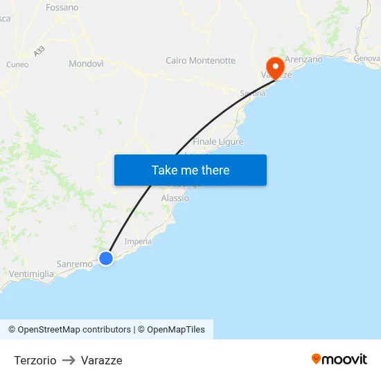 Terzorio to Varazze map