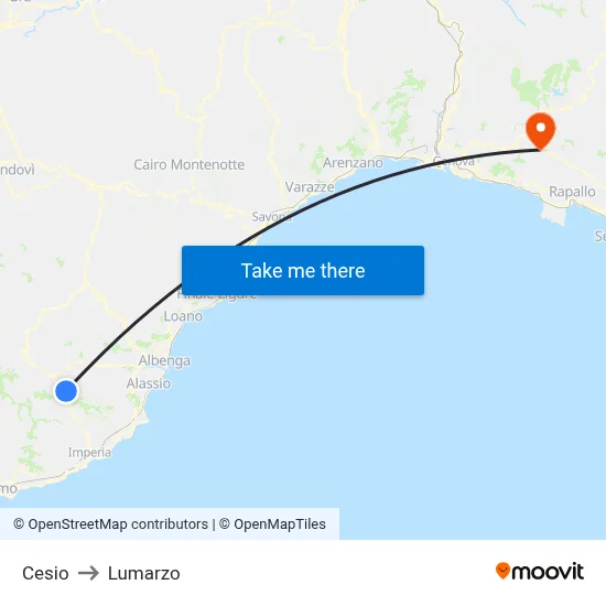 Cesio to Lumarzo map