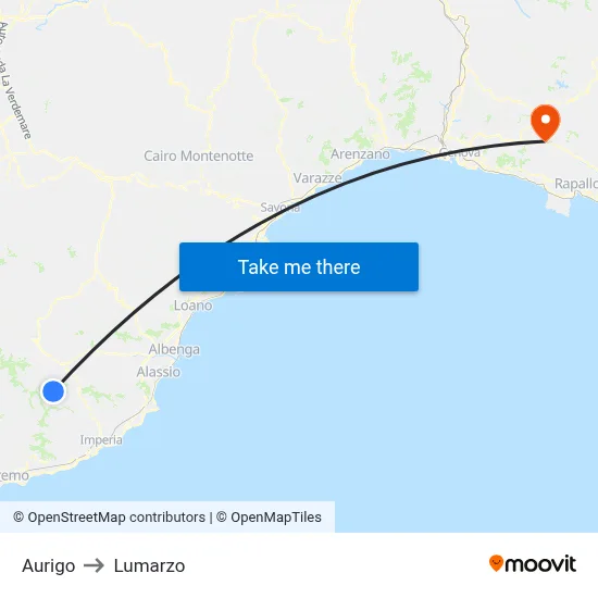 Aurigo to Lumarzo map