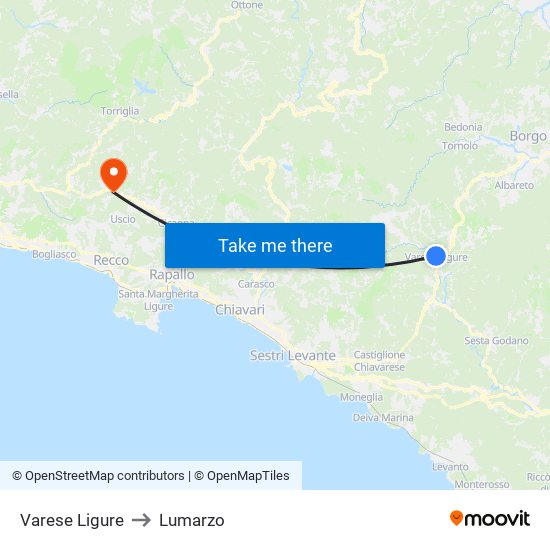 Varese Ligure to Lumarzo map