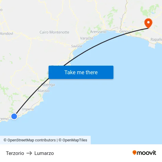 Terzorio to Lumarzo map