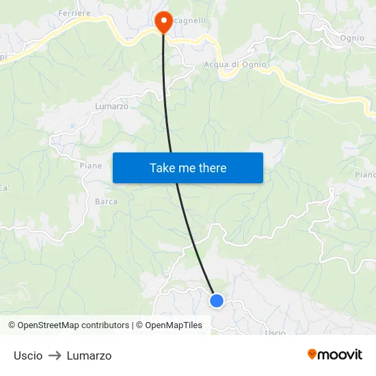 Uscio to Lumarzo map