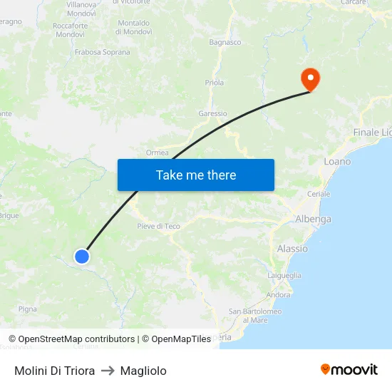 Molini Di Triora to Magliolo map