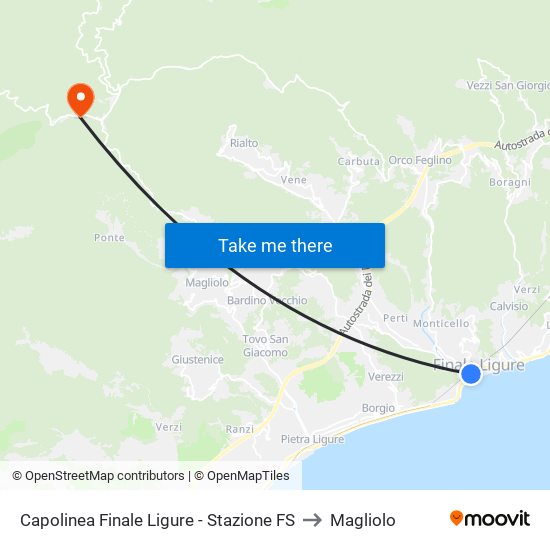 Capolinea Finale Ligure - Stazione FS to Magliolo map