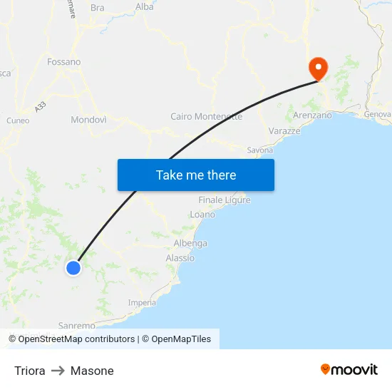 Triora to Masone map