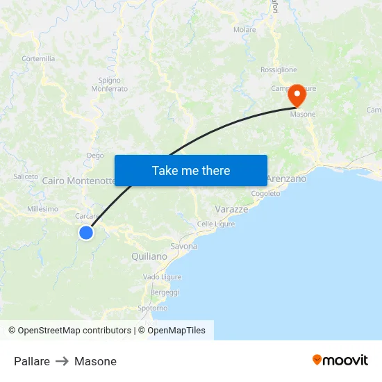 Pallare to Masone map