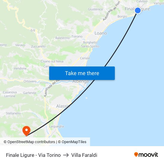 Finale Ligure - Via Torino to Villa Faraldi map