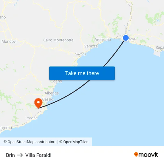 Brin to Villa Faraldi map