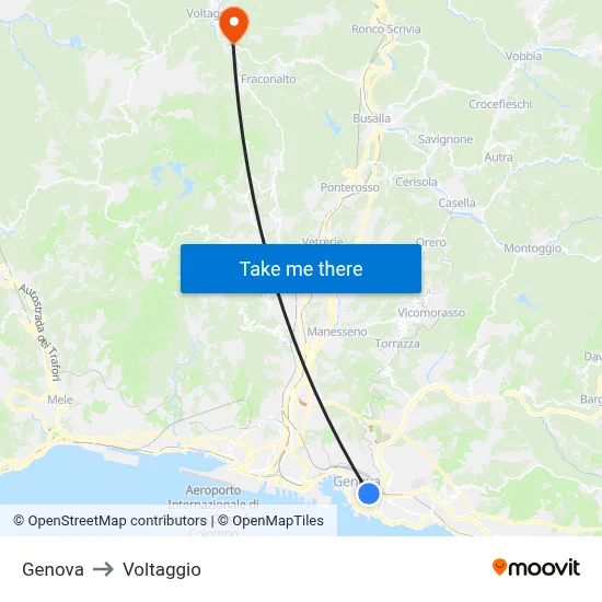 Genoa to Voltaggio map