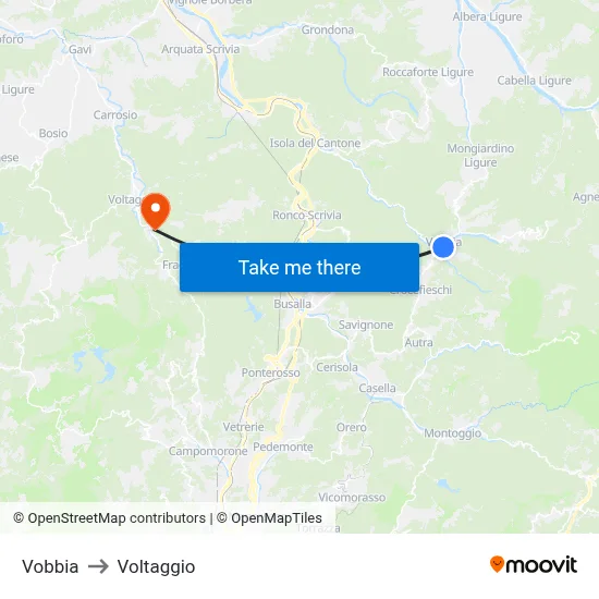 Vobbia to Voltaggio map