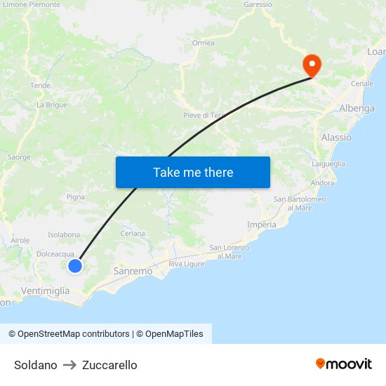 Soldano to Zuccarello map