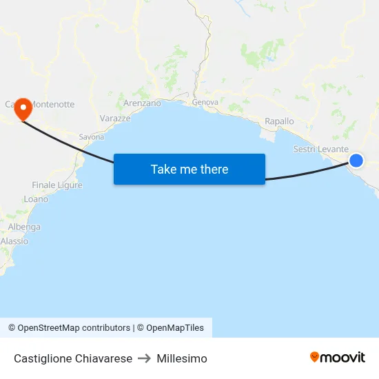 Castiglione Chiavarese to Millesimo map