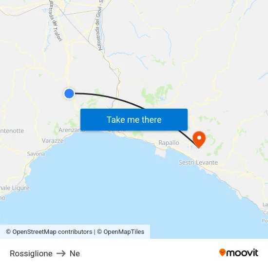 Rossiglione to Ne map